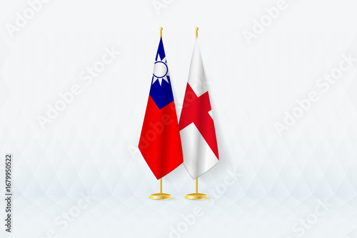 Taiwan and England Flags Side by Side, Symbol of International Partnership.