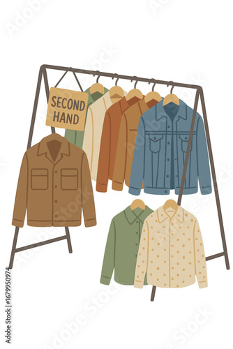 Vintage jackets and shirts on sale at a secondhand fashion flea market