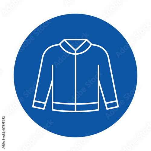 Minimalist Outline of a Jacket on Blue Background for Fashion or Apparel Use