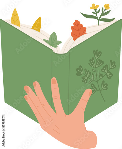 Hand Holding Herbarium Book