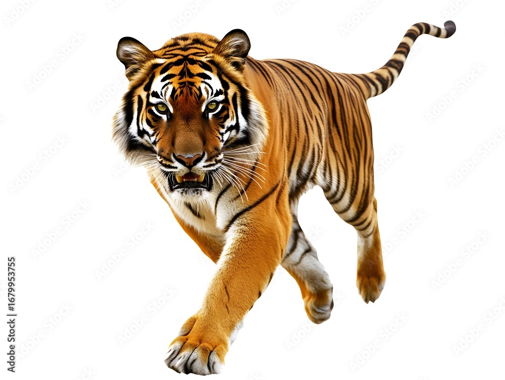 Obraz premium Front View of a Roaring Male Tiger in the Asian Forest - Wildlife Photography of Endangered Big Cats in Their Natural Habitat