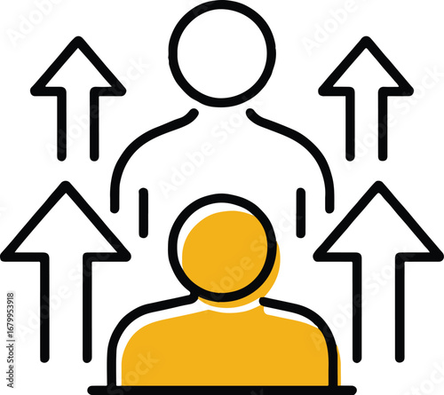 Illustration of leadership promotion, symbolizing career growth, skill development, and achievement through teamwork and strategic planning for success