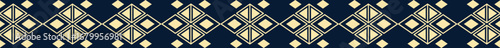 Dark Blue striped geometric seamless pattern with gold ornate texture Border Vector Design