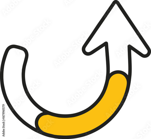 Illustration of an upward arrow forming a cycle, representing growth, progress, and renewal in a simple and minimal style, suitable for business and financial concepts