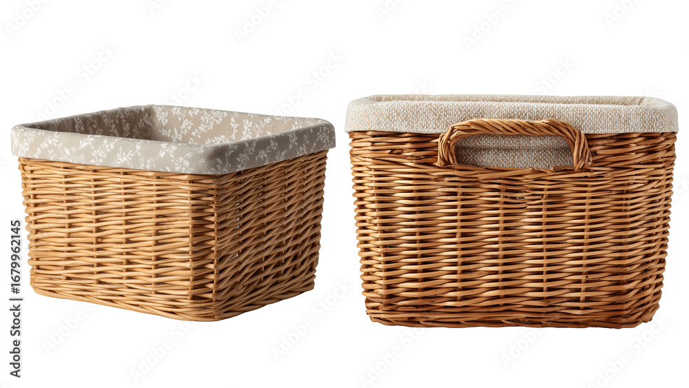 Obraz premium Woven Storage Baskets with Interior Linings on Transparent Background
