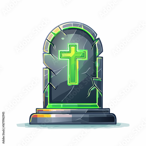 Glowing Gravestone A Symbol of Remembrance and Mystical Afterlife