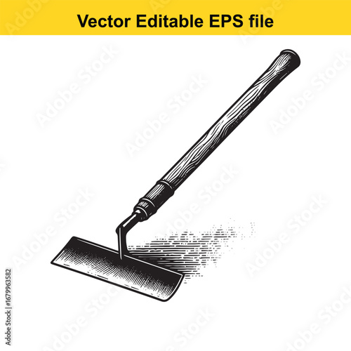 Vintage hoe tool isolated on white background, vector illustration