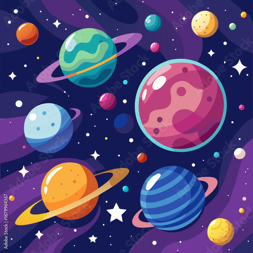 seamless pattern with planets and stars