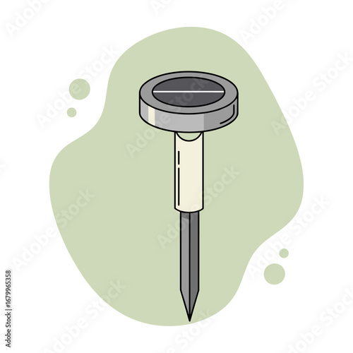Solar powered garden stake light vector illustration. Outdoor landscape lighting icon for lawn and pathway.