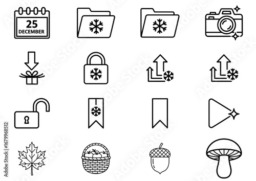 Winter Holiday Season Icon Set Featuring Festive Graphics and Symbols for Seasonal Designs. New Icon set 2025
