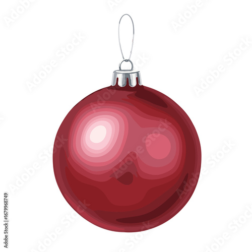 Red Christmas Bauble Ornament Illustration Isolated on White Background