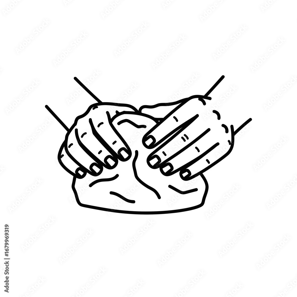 Fototapeta premium Hands Kneading Dough in a Culinary Illustration 
