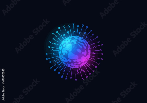 Abstract Virus Particle Illustration for Scientific Research.