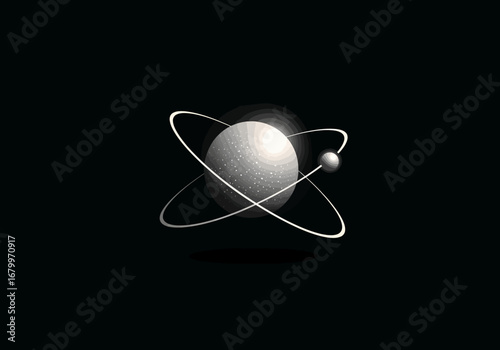 Atom Illustration: Science Technology and Fundamental Structure.