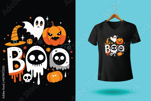 Happy Halloween t-shirt design, Halloween t-shirt, custom and vector typography t shirt design for halloween lover.