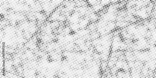 Halftone faded gradient texture. Grunge halftone grit background. White and black sand noise wallpaper. Retro pixilated vector backdrop.eps10