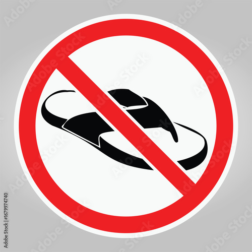 Prohibition Sign with Circular Shape and Restriction Symbol on Gray Background