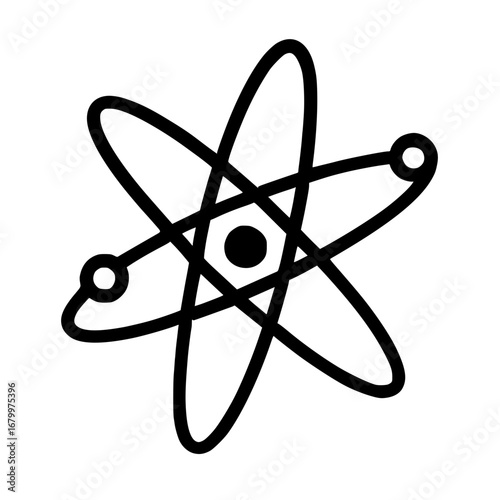 Simple Black Outline Atom Symbol Icon
