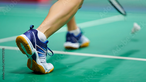 Close-Up of Sports Shoes Moving on a Green Surface.