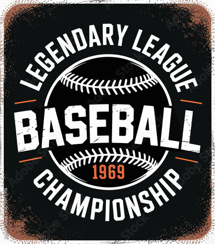 This graphic highlights the prestigious Legendary League Baseball Championship from 1969, featuring a vintage baseball design and bold typography for impact.