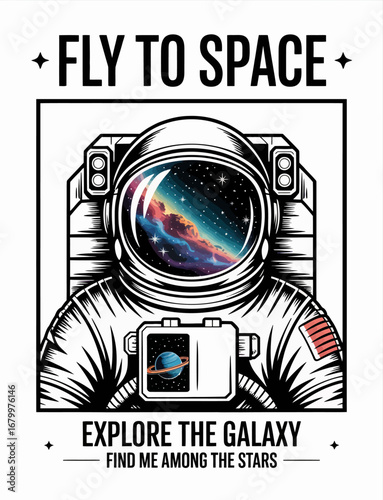 A striking image depicting an astronaut wearing a detailed space suit, exploring the vastness of the galaxy filled with vibrant cosmic elements, reflecting the spirit of human exploration.
