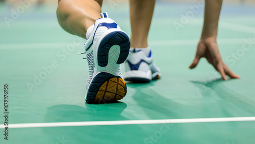 Focus on the Feet of a Person Playing Badminton.