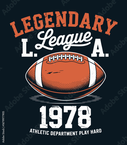 This design displays a beautifully crafted football illustration alongside the words 'Legendary League L.A. 1978', establishing a classic and sporty aesthetic that's engaging.