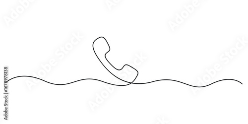 Old telephone continuous one line drawing. Single design minimalism telephone icon. Retro phone vector illustration