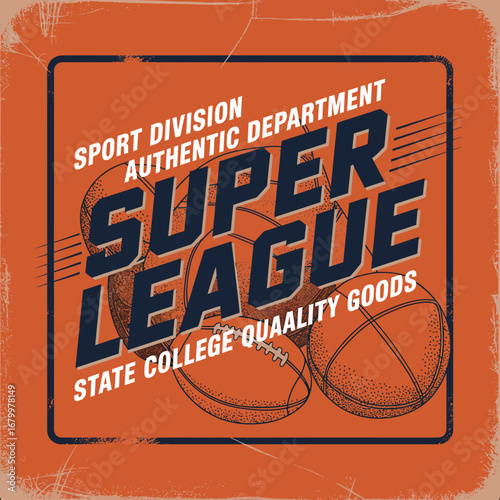 This image displays a vibrant logo for the Super League, showcasing various sports balls around a unique design that signifies athleticism and youthful energy.