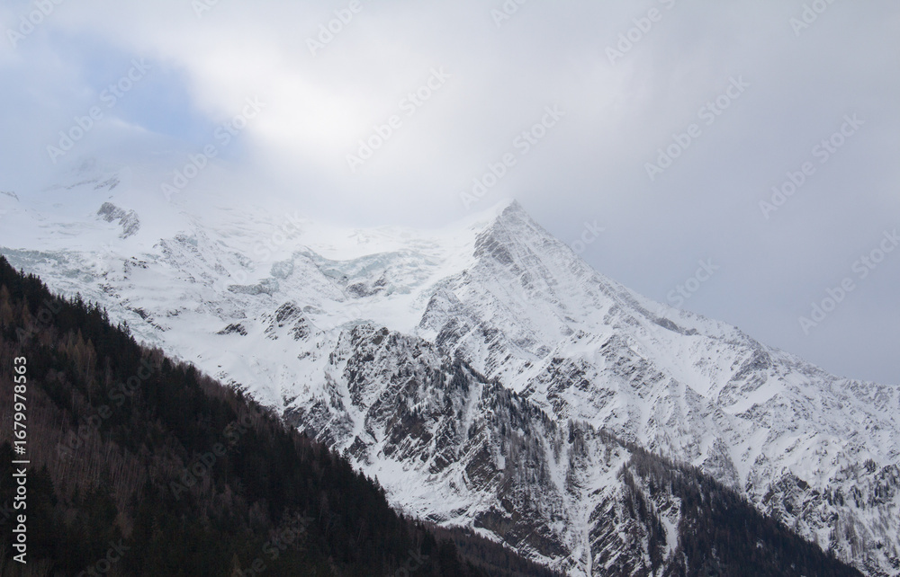 Obraz premium View of the Mont Blanc Massif from Chamonix, Haute-Savoie, France