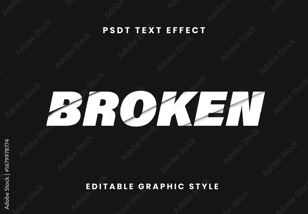 Black And White Broken Font Slice Distorted Text Effect Stock Template ...