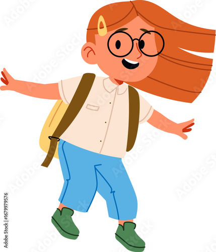 Girl with Backpack and Glasses