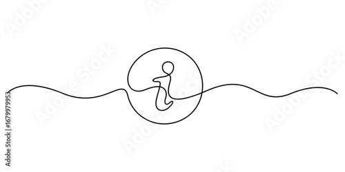 Information symbol continuous one line drawing illustration. One editable help desk line. Information line icon. Help desk icon, help. Doodle vector illustration