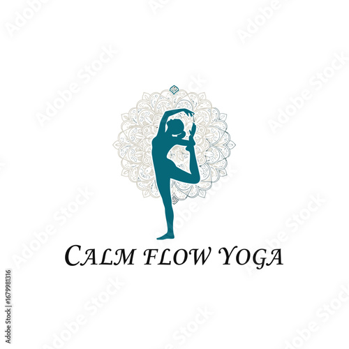 Yoga studio logo featuring a serene yoga pose.