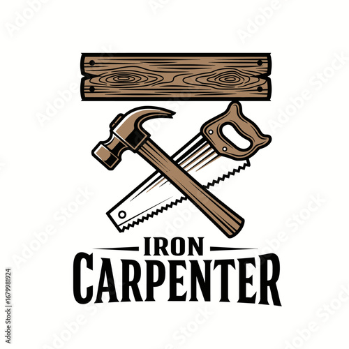 Iron Carpenter logo featuring crossed hammer and saw.