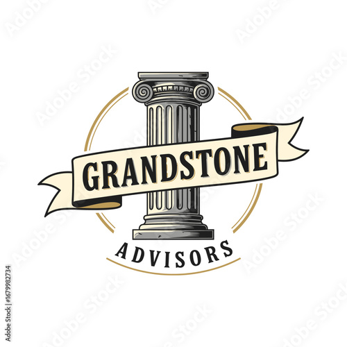 Grandstone Advisors logo featuring a classic column and banner.