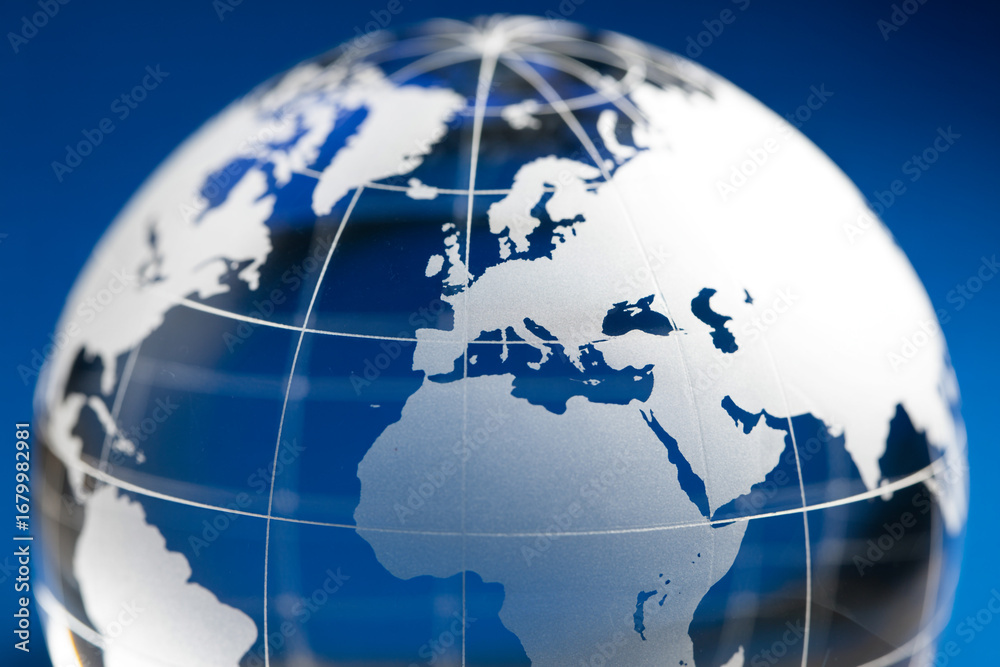 Fototapeta premium Globe earth world map geography travel international business global continents countries europe africa asia