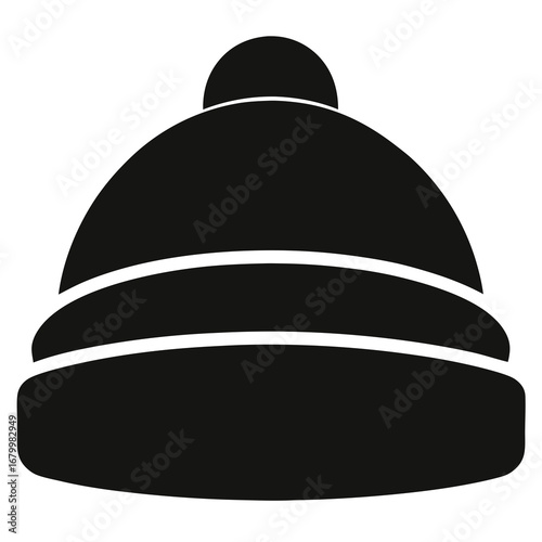 Black Silhouette Beanie Vector on White Background