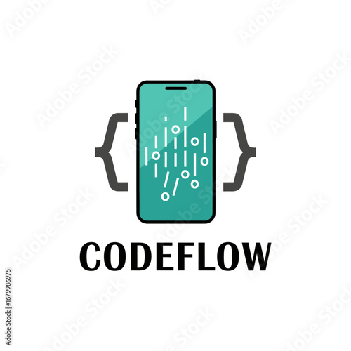 Modern logo for a mobile app development company. AI coding software.