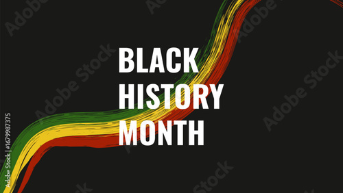 Black History Month African American history card celebration. Red yellow green color. Web page banner poster design. Vector.
