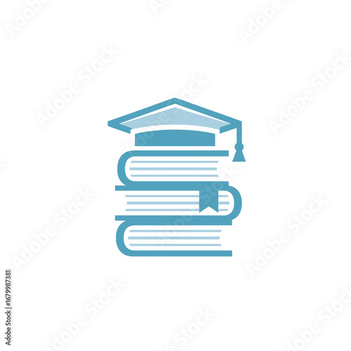 Stack of books with graduation cap. Education concept.
