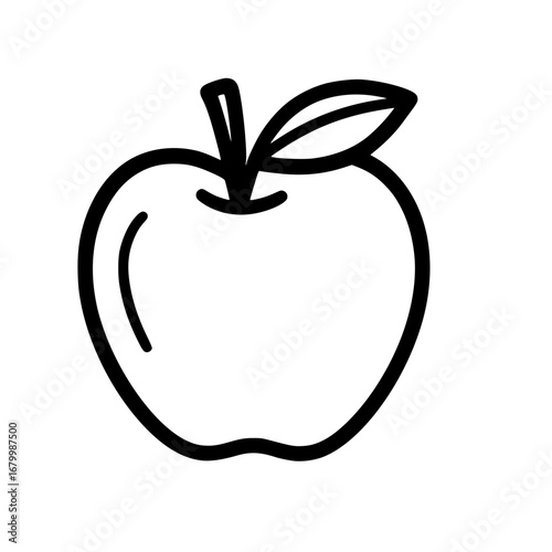 Minimalist black outline apple icon isolated on white
