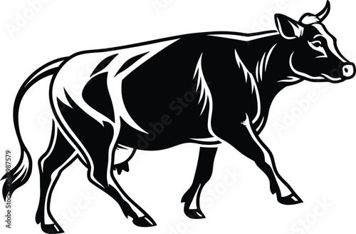 Simple flat vector icon of a cow in side profile