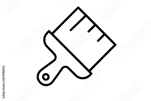 Black Outline Paint Brush Icon Isolated on White
