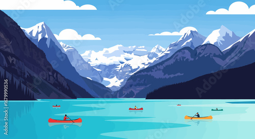 Serene Mountain Lake Canoeing Adventure A Breathtaking Vista