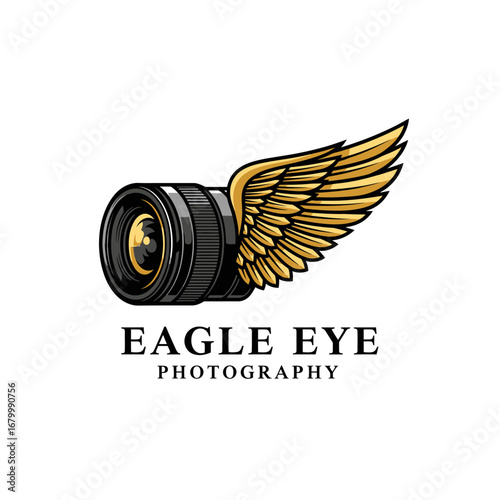 Eagle Eye Photography logo. Camera lens with wings.
