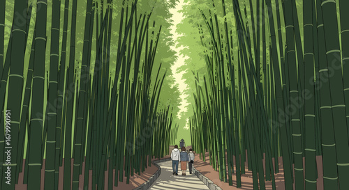 Tranquil Bamboo Forest Path A Serene Stroll Through Nature's Embrace