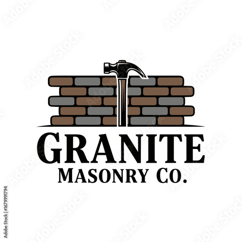 Granite Masonry Co. logo featuring a hammer and brick wall.