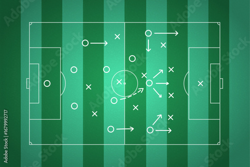 Tactic for soccer. Scheme for training of football team Soccer strategy field, football game tactic sport plan outline vector