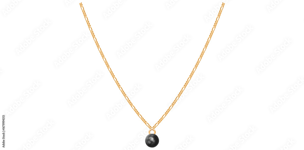 Fototapeta premium Black Pearl Chain Necklace Antique Jewelry Vector Illustration. 